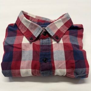 U.S. Polo Assn. Red Navy White Plaid Button-Down Shirt Size Medium